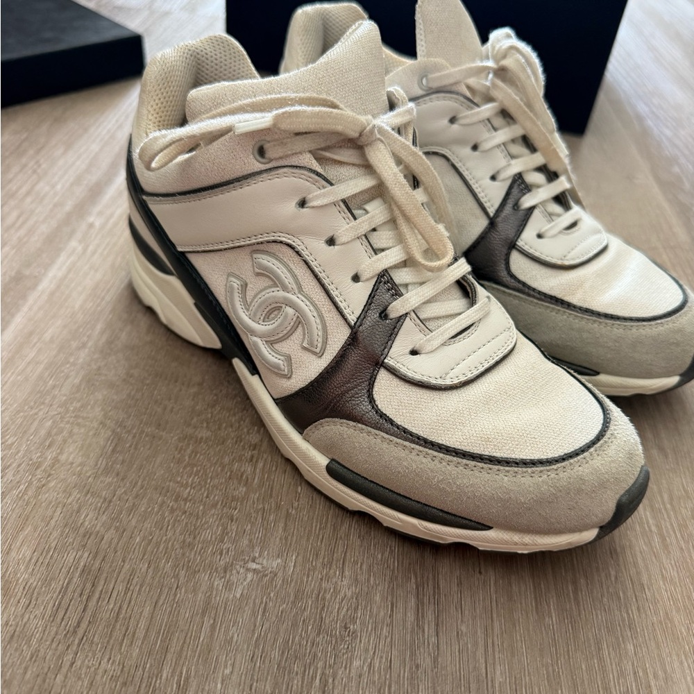 Chanel White and Black Sneakers